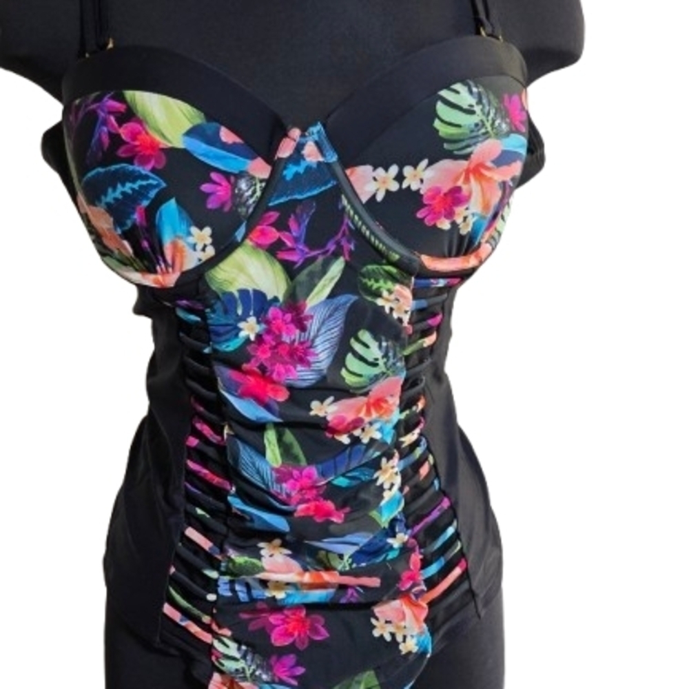 MeetCurve Underwire One Piece Swimsuit – 4X – Black Floral – NWT image 6